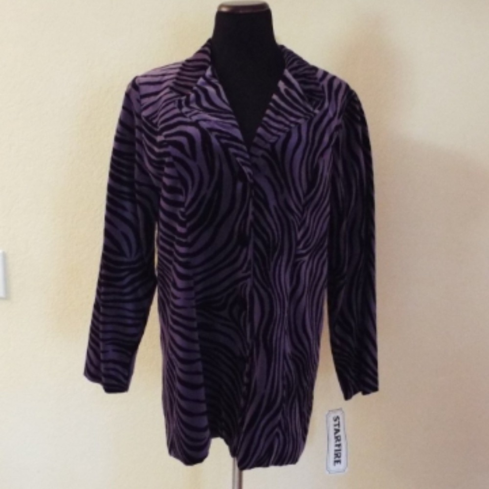 Purple and Black Zebra Striped Velvet Jacket 14